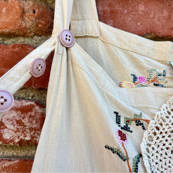 Boho Embroidered Cream Wide-Leg Jumpsuit - Picture 6 of 10
